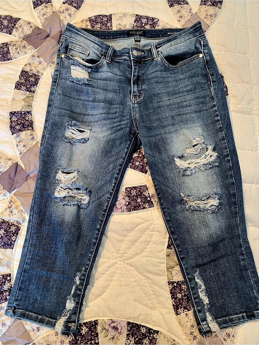 Judy Blue Boyfriend Distressed Jeans Blue Waist 29